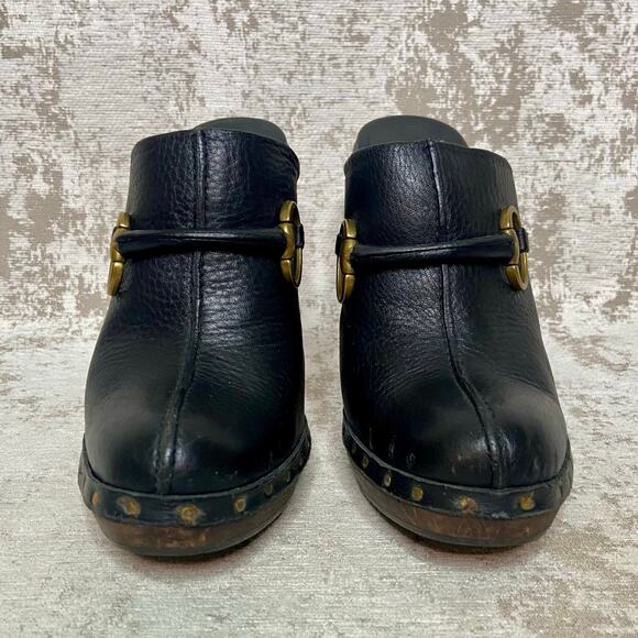 Gucci Horse Bit Leather Clog Mules with Wooden Heel in Black - Picture 5 of 10